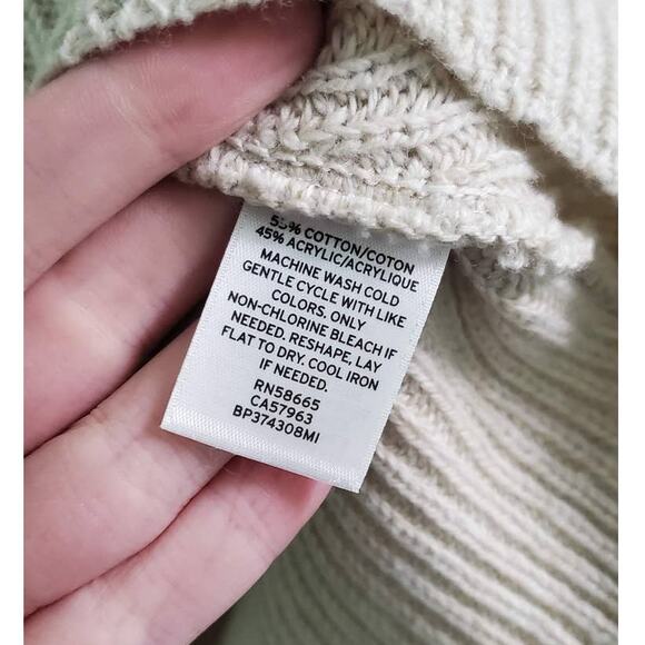 NWT! BP. by Nordstrom Sweater Sand Braided Knit V-Neck Pullover Beige XXS - Picture 9 of 10